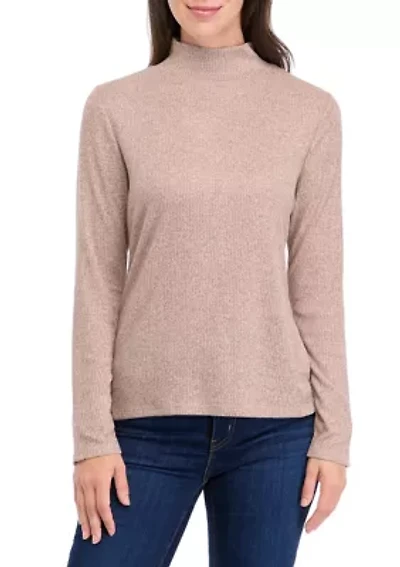 Women's Long Sleeve Ribbed Mock Neck  Sweater