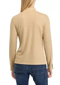 Women's Long Sleeve Ribbed Mock Neck  Sweater