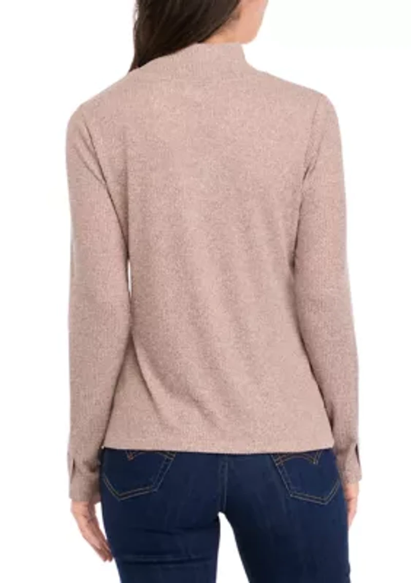 Women's Long Sleeve Ribbed Mock Neck Sweater