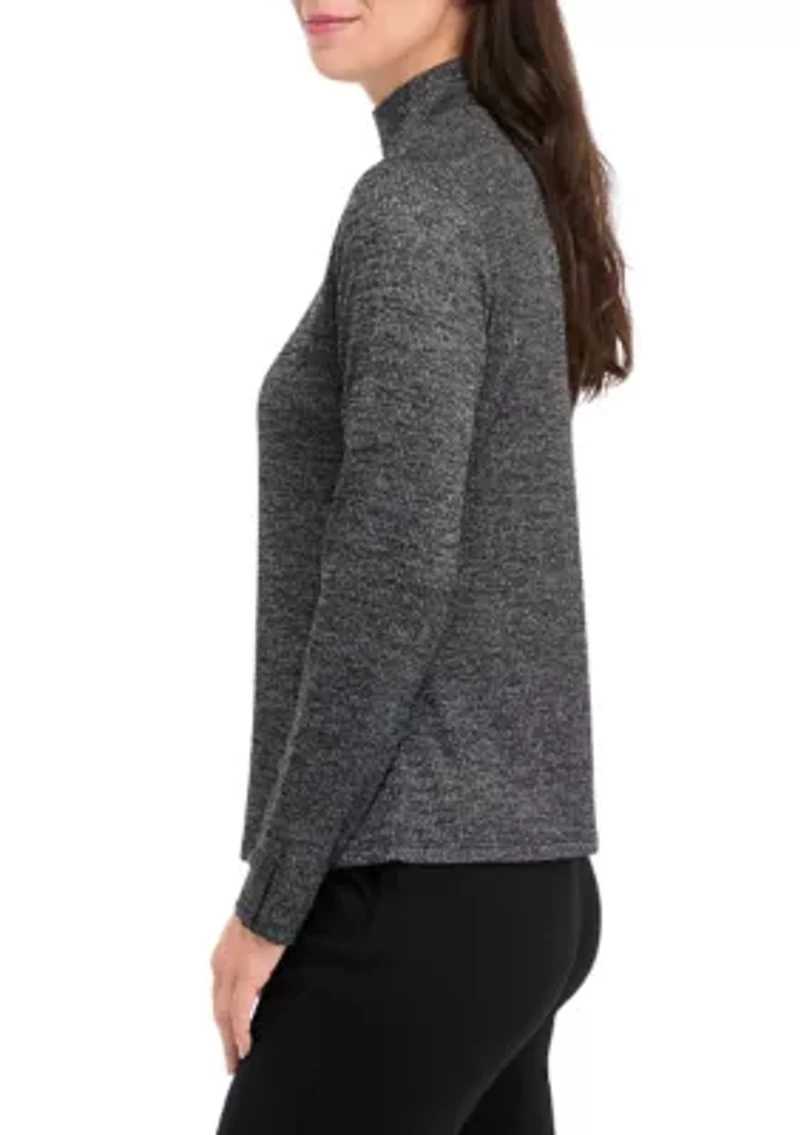 Women's Long Sleeve Ribbed Mock Neck  Sweater