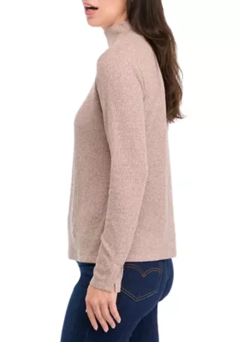 Women's Long Sleeve Ribbed Mock Neck Sweater