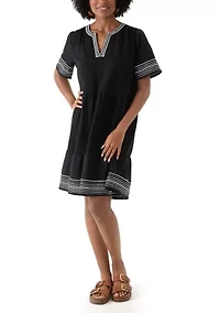 Women's Embroidered Knit Woven Dress