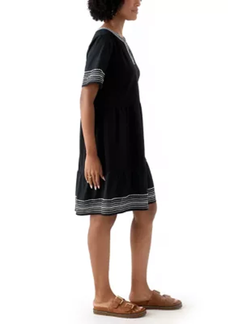 Women's Embroidered Knit Woven Dress