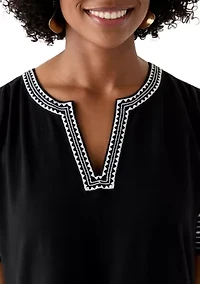 Women's Embroidered Knit Woven Dress