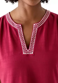 Women's Embroidered Knit Woven Dress