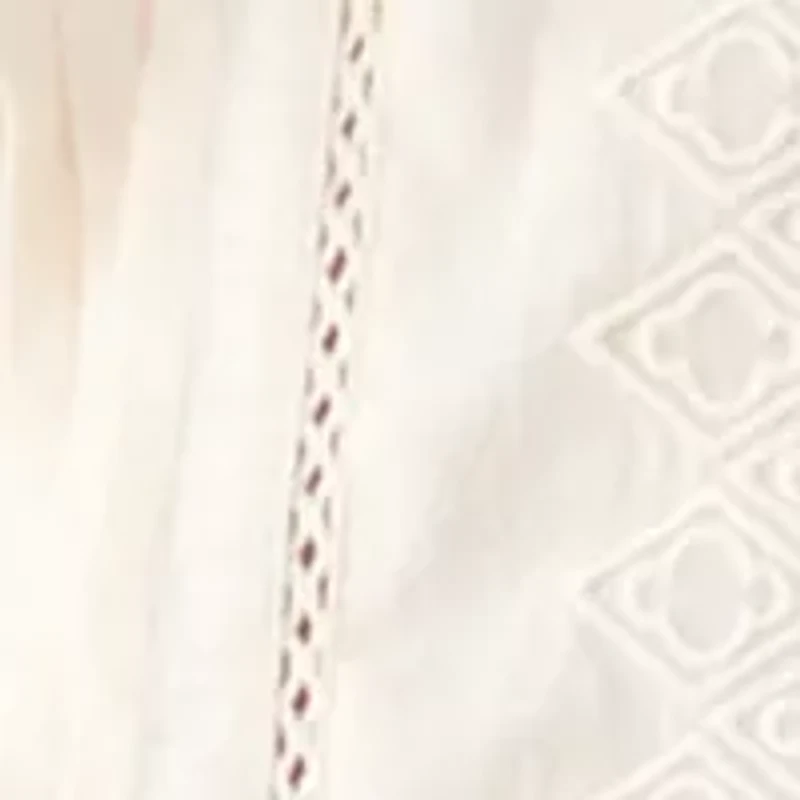 Women's Short Sleeve Embroidered Pintuck Blouse