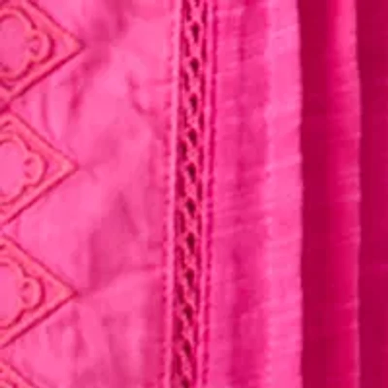 Women's Short Sleeve Embroidered Pintuck Blouse