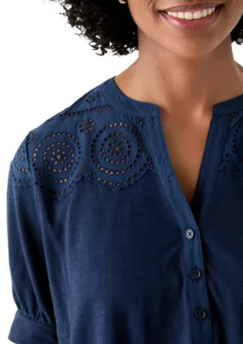 Women's Schiffley Mix Henley Top
