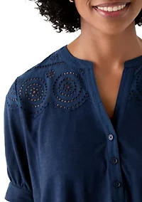 Women's Schiffley Mix Henley Top