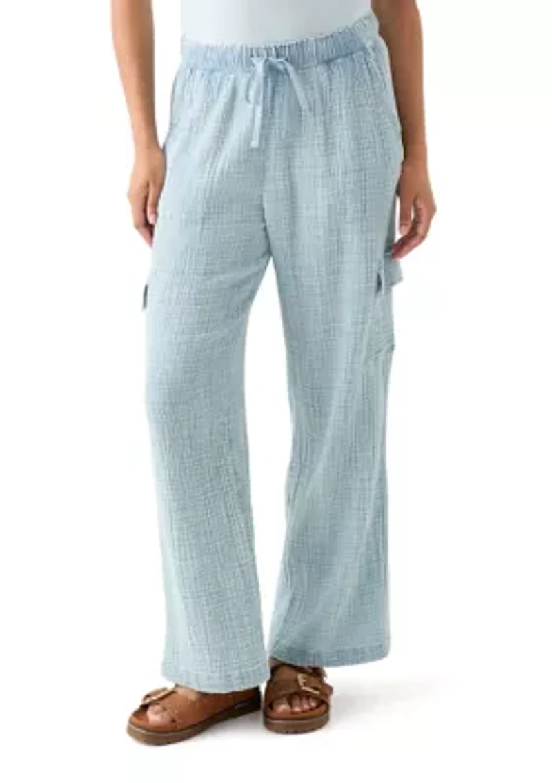 Women's Tie Waist Gauze Cargo Pants