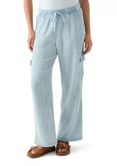 Women's Tie Waist Gauze Cargo Pants