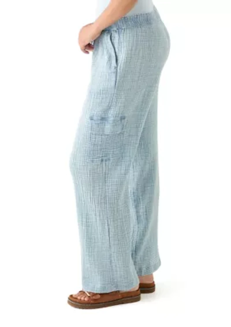 Women's Tie Waist Gauze Cargo Pants