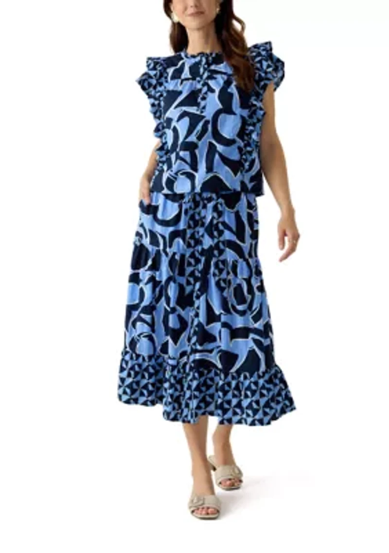 Women's Button Front Midi Skirt