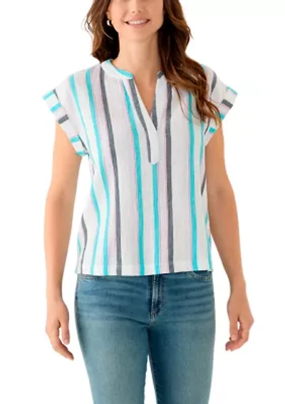 Women's Printed Split Neck Top