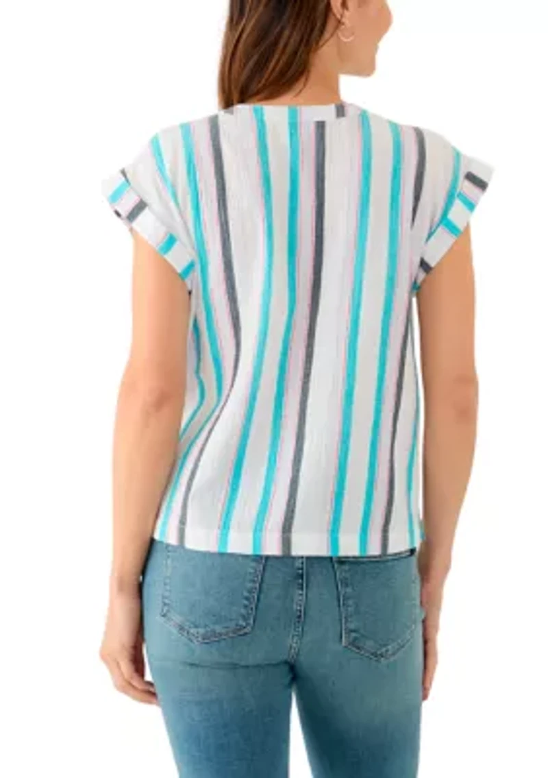 Women's Printed Split Neck Top