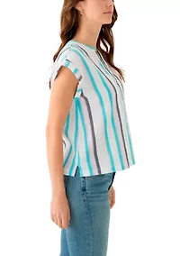 Women's Printed Split Neck Top