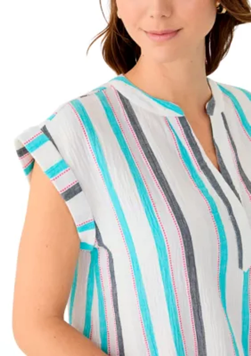 Women's Printed Split Neck Top