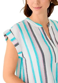 Women's Printed Split Neck Top