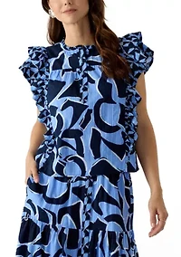 Women's Flutter Sleeve Henley Top