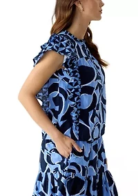 Women's Flutter Sleeve Henley Top