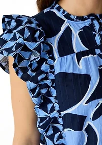 Women's Flutter Sleeve Henley Top