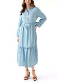 Women's 3/4 Raw Edge Tiered Maxi Skirt