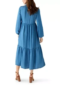 Women's 3/4 Raw Edge Tiered Maxi Skirt