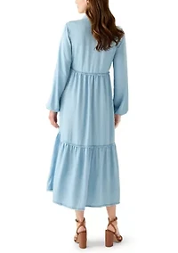 Women's 3/4 Raw Edge Tiered Maxi Skirt