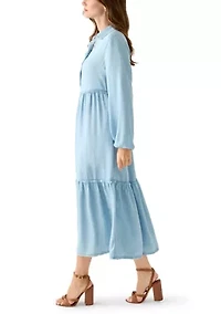 Women's 3/4 Raw Edge Tiered Maxi Skirt