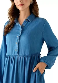 Women's 3/4 Raw Edge Tiered Maxi Skirt