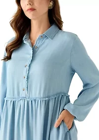 Women's 3/4 Raw Edge Tiered Maxi Skirt