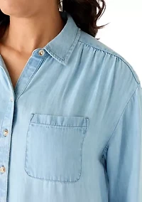 Women's Long Sleeve Ruffle Hem Shirtdress