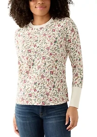 Women's Crew Neck Thermal Print Sweater