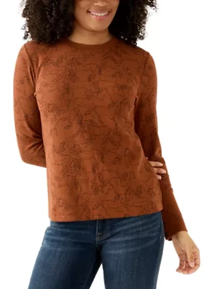 Women's Crew Neck Thermal Print Sweater
