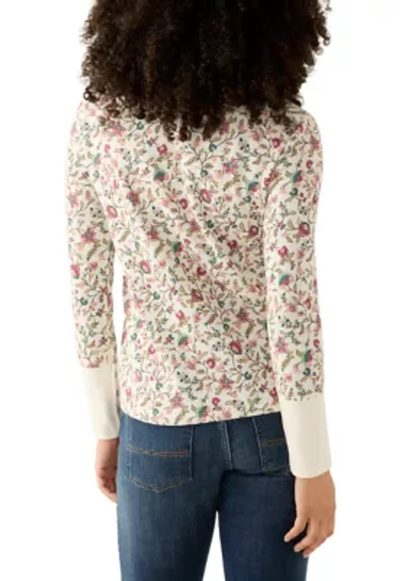 Women's Crew Neck Thermal Print Sweater