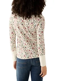 Women's Crew Neck Thermal Print Sweater