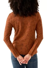 Women's Crew Neck Thermal Print Sweater