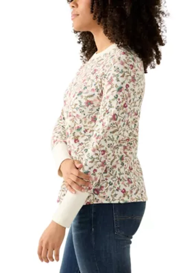 Women's Crew Neck Thermal Print Sweater