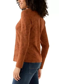 Women's Crew Neck Thermal Print Sweater