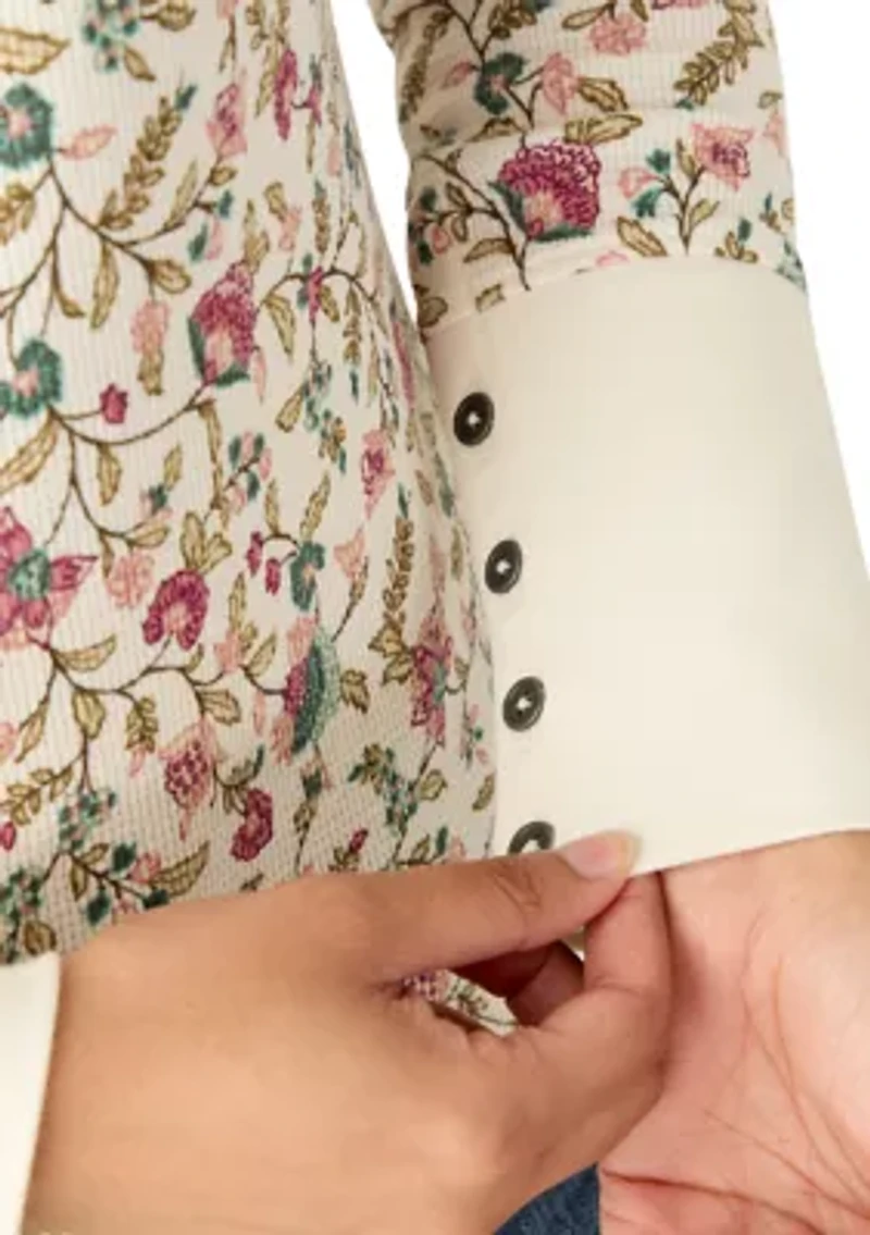 Women's Crew Neck Thermal Print Sweater