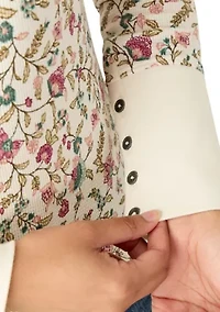 Women's Crew Neck Thermal Print Sweater