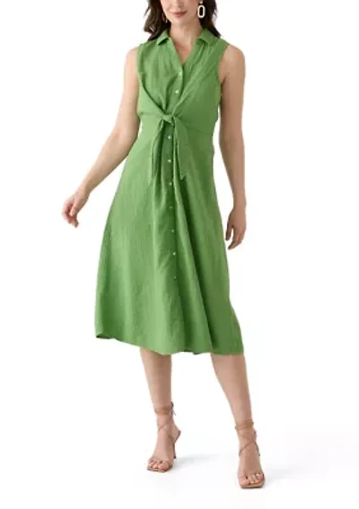 Women's Sleeveless Tie Front Gauze Midi Dress