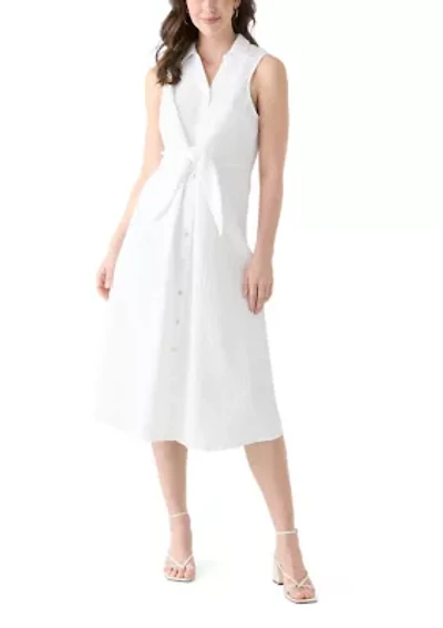 Women's Sleeveless Tie Front Gauze Midi Dress