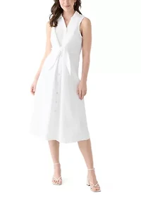 Women's Sleeveless Tie Front Gauze Midi Dress