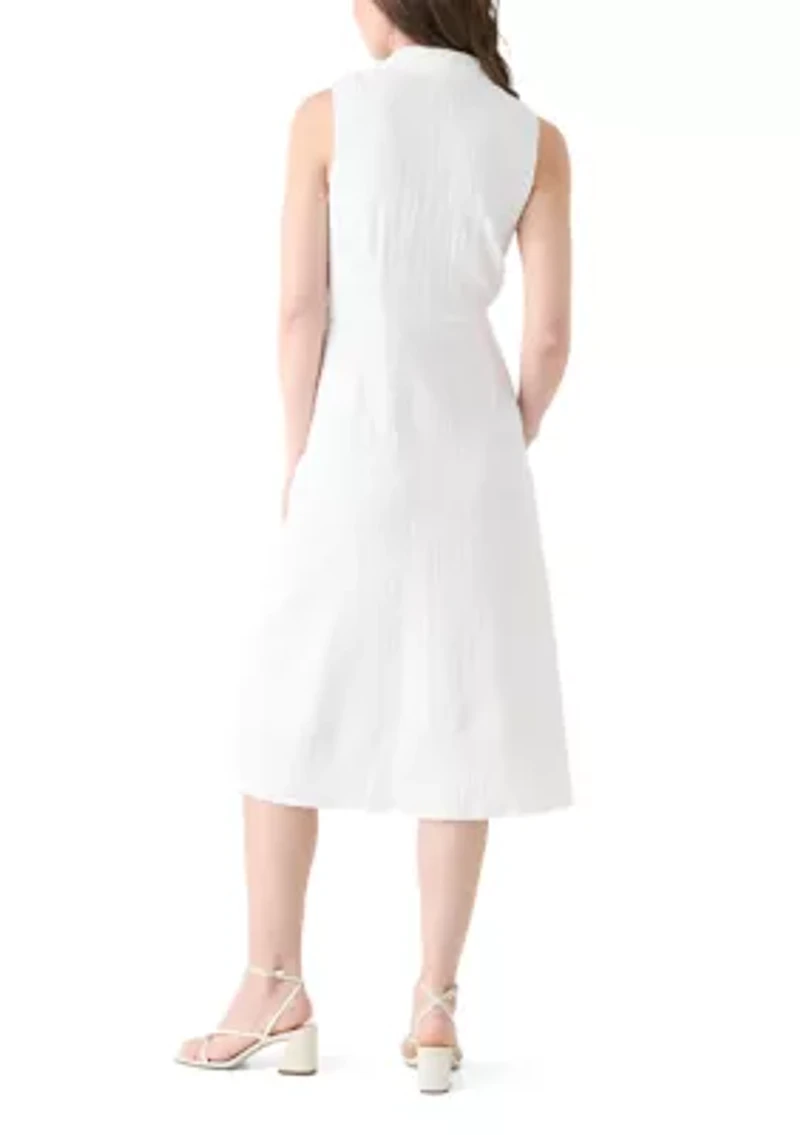 Women's Sleeveless Tie Front Gauze Midi Dress