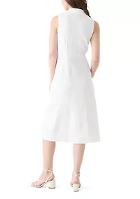 Women's Sleeveless Tie Front Gauze Midi Dress
