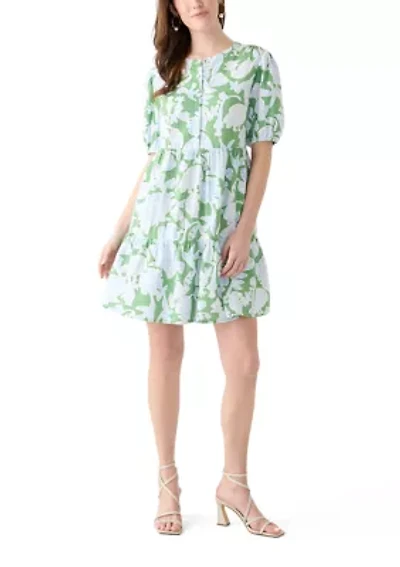 Women's Tiered Gauze Printed Mini Dress