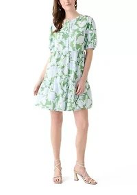 Women's Tiered Gauze Printed Mini Dress