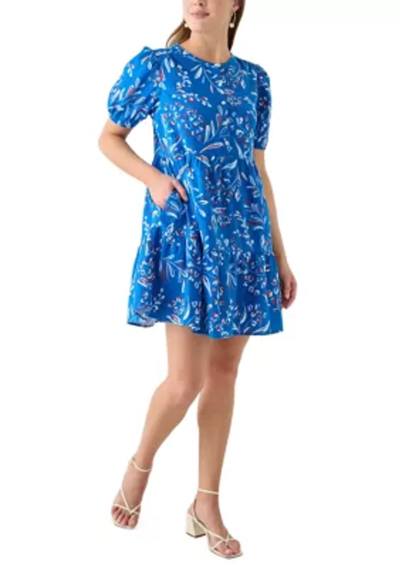 Women's Tiered Gauze Printed Mini Dress