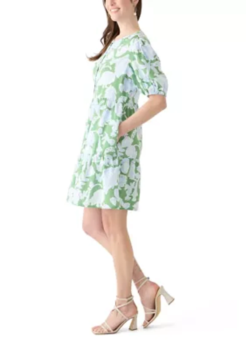 Women's Tiered Gauze Printed Mini Dress
